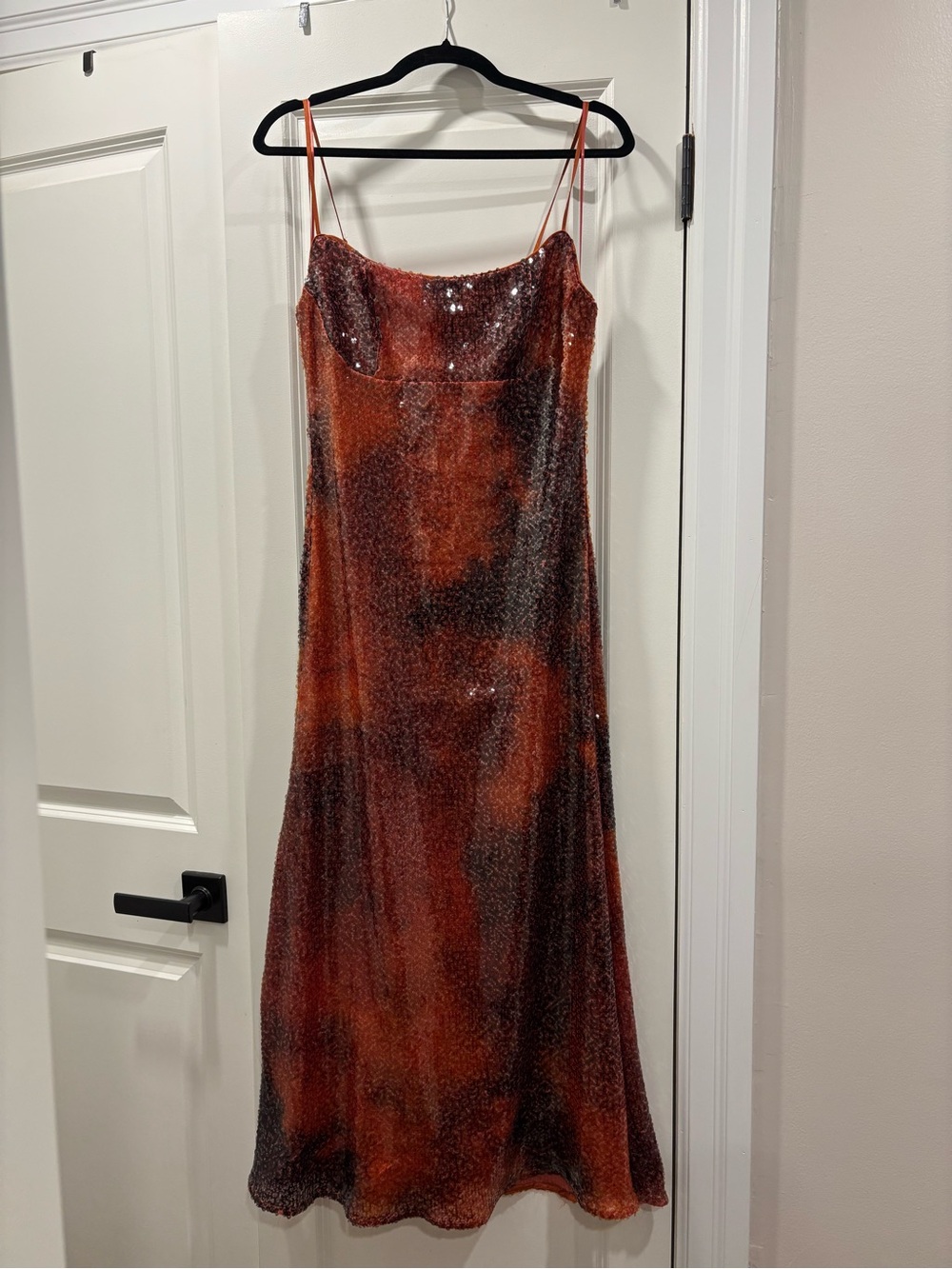 Bardot Rust and Black Sequin Slip Maxi Dress